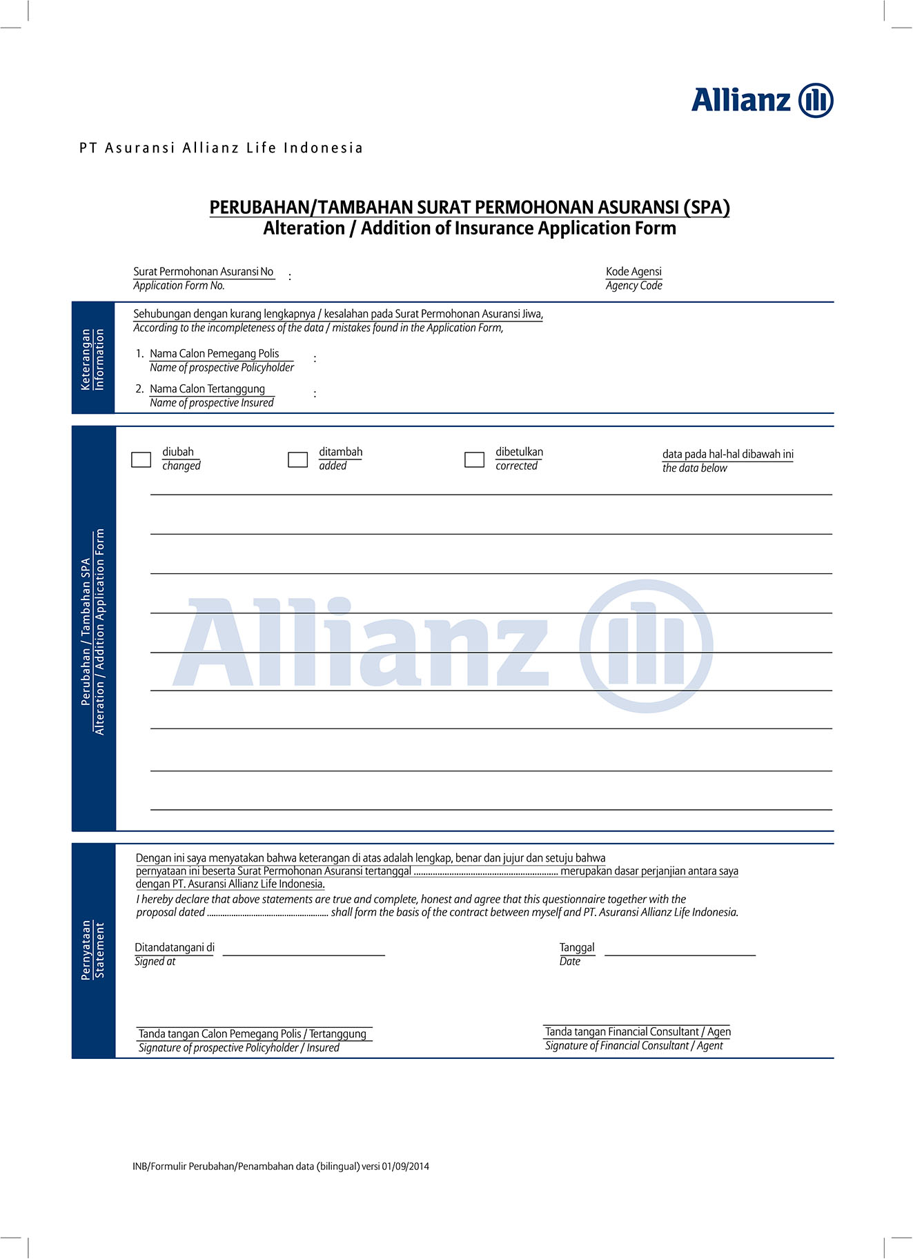 Formulir New Business dan Underwriting